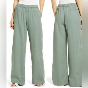Caslon Wide Leg Pull-On Linen Blend Pants